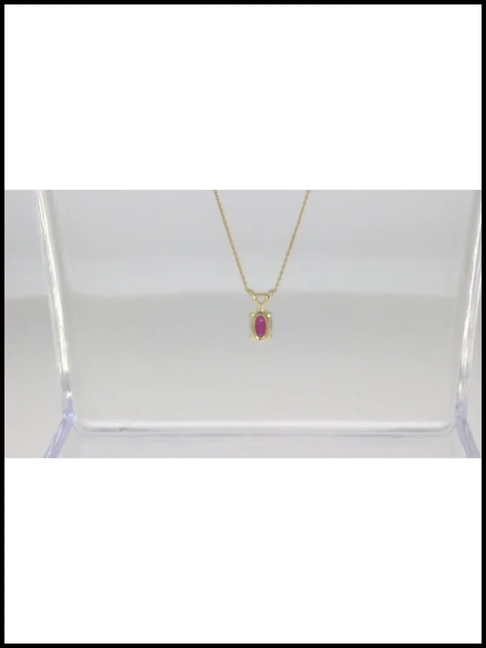 14k Yellow Gold Oval Ruby Pendant Necklace with 18